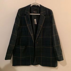 NWT green plaid Madewell blazer, size XL